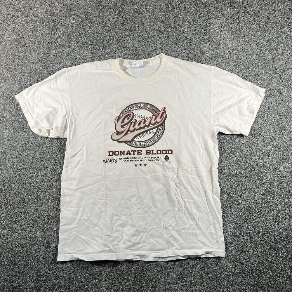 San Francisco Giants Donate Blood Hanes Heavyweight T Shirt Mens L Vintage